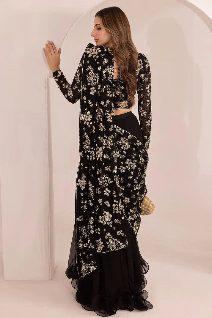 HEAVY EMBROIDERED UNSTITCHED SAREE
