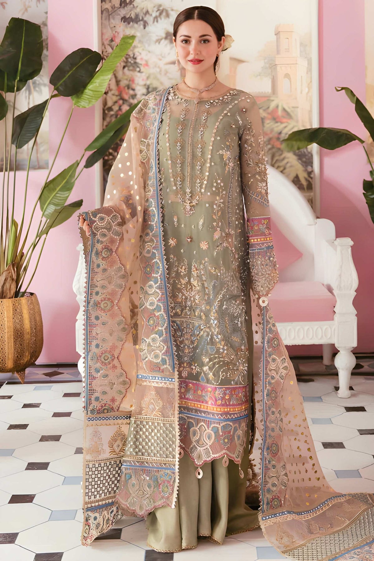 ELAF ORGANZA UNSTICHED 3PC SUIT